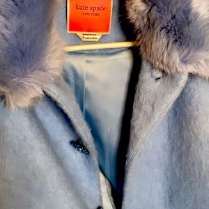 Kate Spade Coat- faux fur trim coat periwinklesky blue